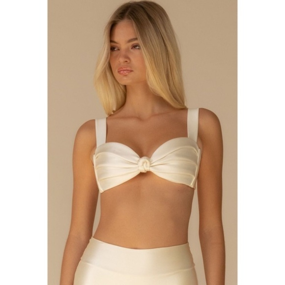 NWT Monte Hayden Bikini Top Cream Silkie Knot Front Sz L Large Swimwear - Picture 4 of 8